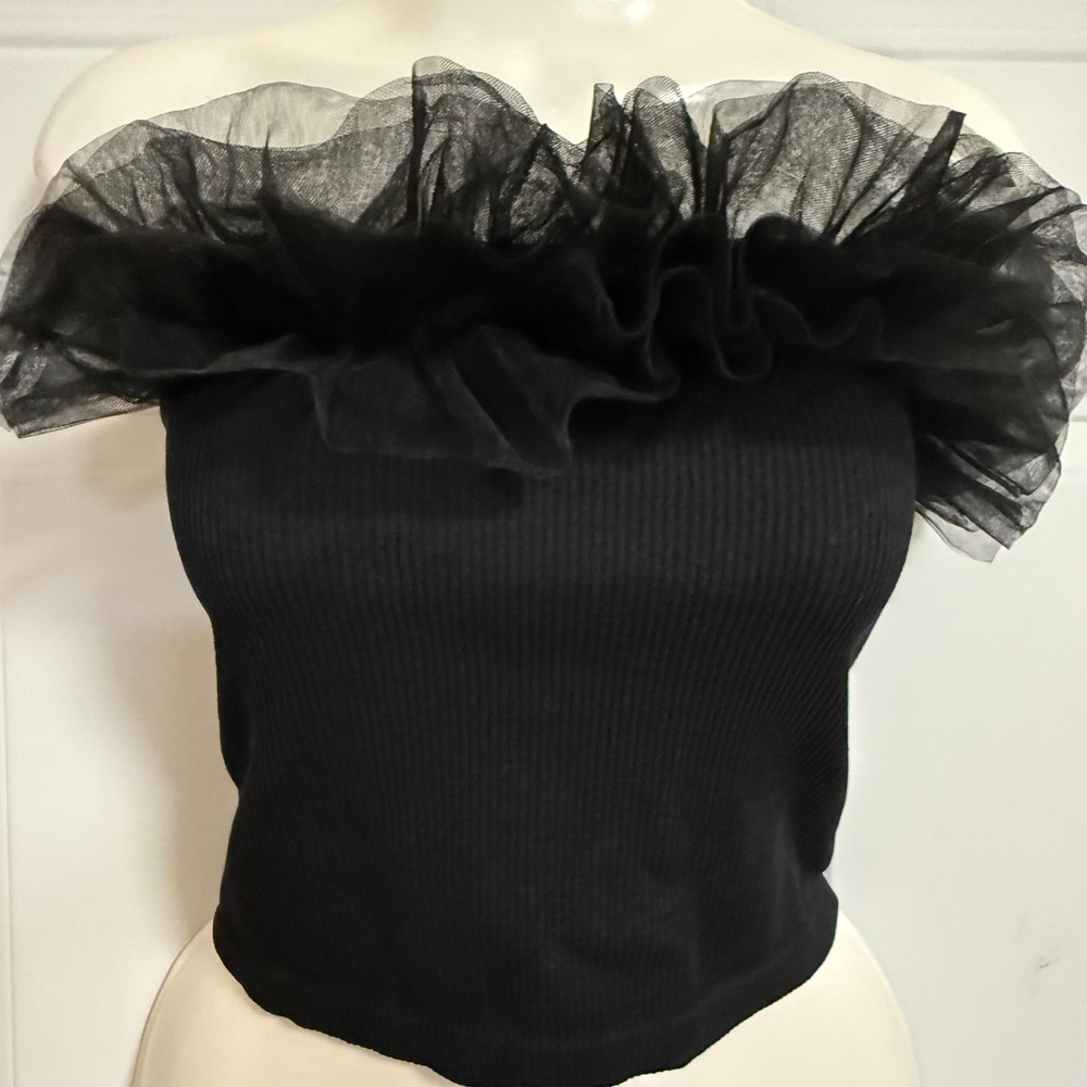 ANWND Top Black SZ M/L Fairygoth‎ Strapless Tulle Tutu Whimsical